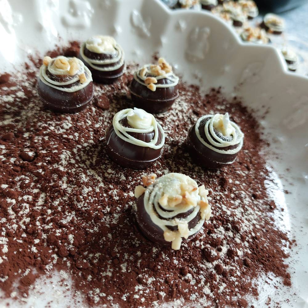 chocolate truffles on a plate